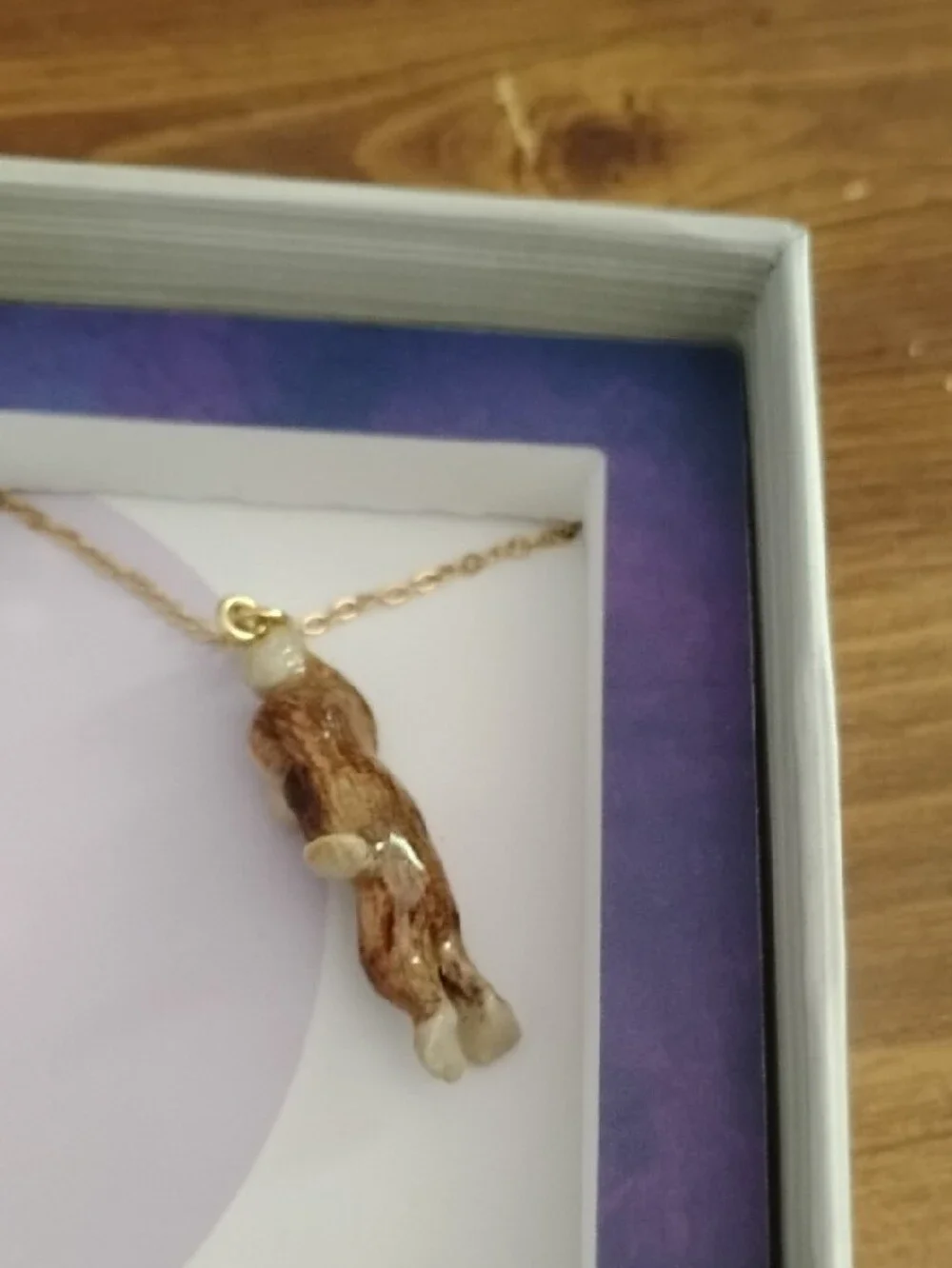 Cute Bigfoot Pendant Necklace in Brown and Gold